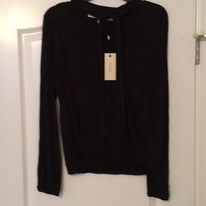 Black jersey top with tie around neck